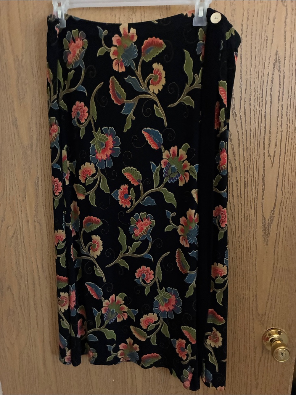 Coldwater Creek Black Maxi Skirt with Floral Print